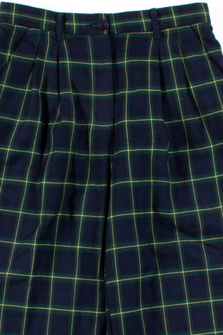 Navy & Green Checked Vintage Pants (sz. Petite 4)