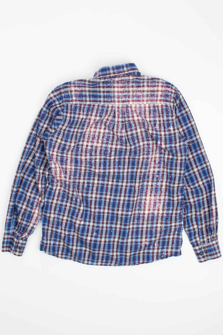 Bleach Splattered Flannel Shirt