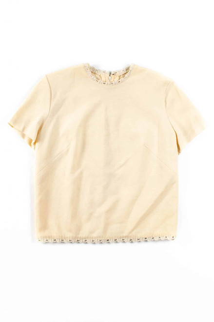 Cream Croched Tee Top