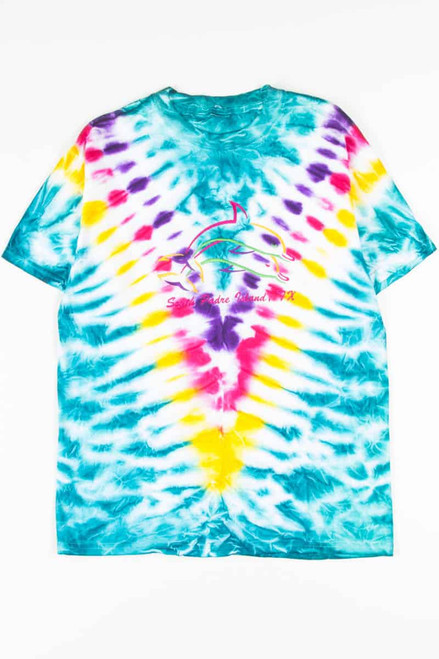 South Padre Island Embroidered Dolphin Tie Dye T-Shirt