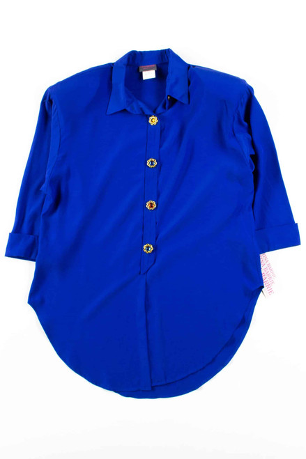 Blue 1980s Tina Barrie Blouse
