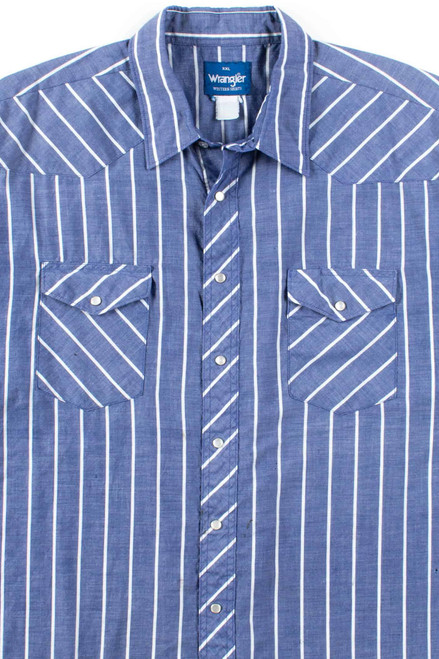 Blue Striped Wrangler Button Up Shirt