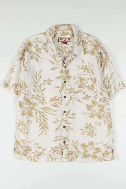 Cream Floral Outlined Hawaiian Shirt