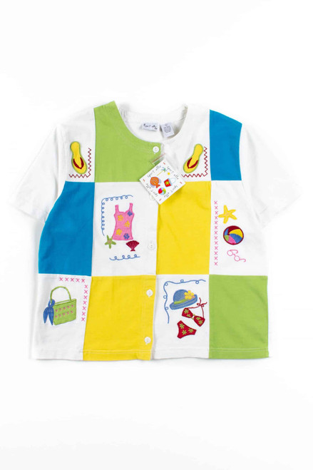 Color Block Beach Gear Button Up Top