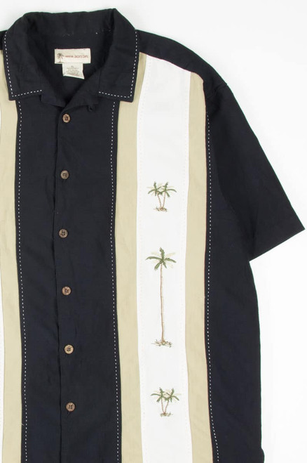 Embroidered Palm Tree Bowling Shirt