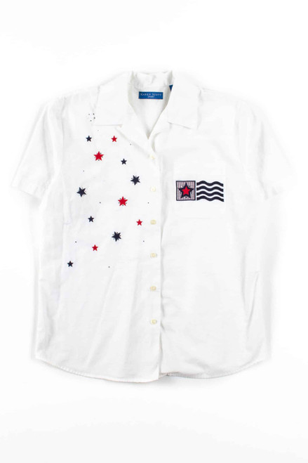 White Stars & Stripes Button Up Shirt