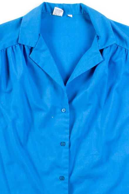 Blue Sleeveless Button Up Blouse