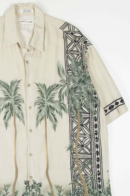 Palm Tree Tribal Print Bowling Striped Hawaiian Shirt