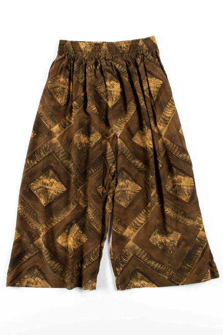 Olive Silk Patterned Culottes