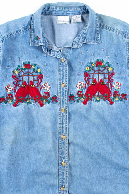 Denim Cardinals Button Up Shirt