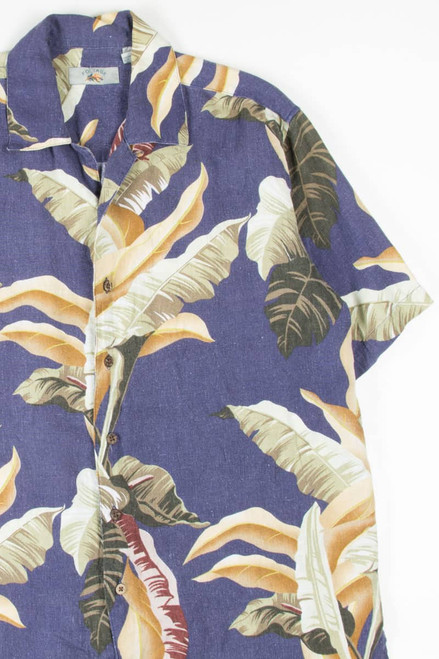 Large Leaf Print Hawaiian Shirt