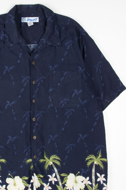 Navy Palm Tree Hawaiian Shirt