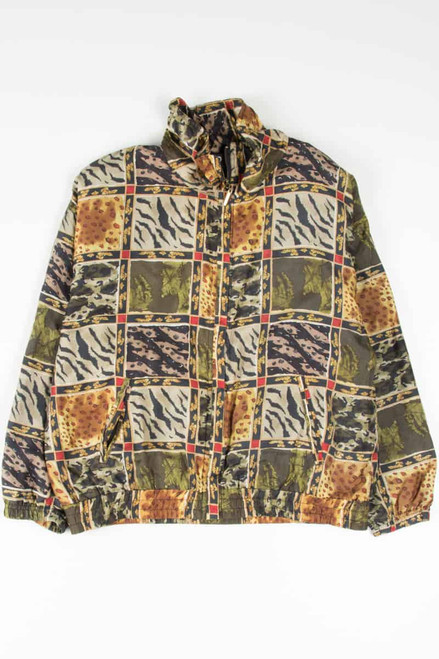 Silk Animal Print Checkered 90s Jacket 18390