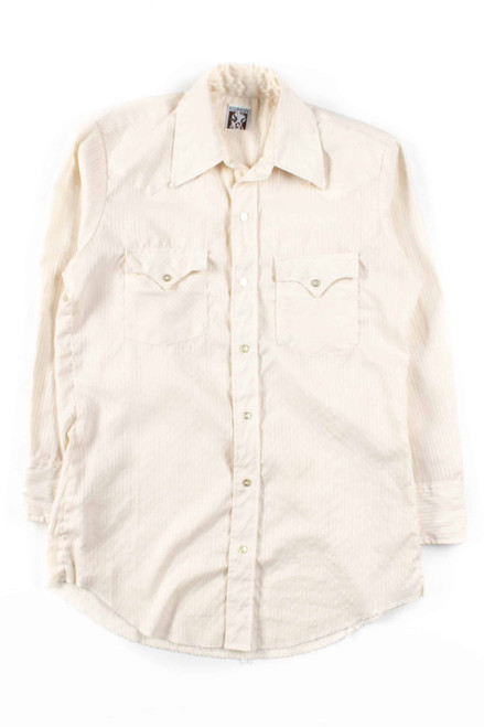 Beige Striped Western Button Up Shirt