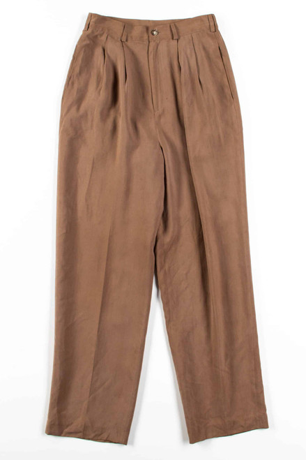 Tan Silk Pleated Pants (sz. 6)