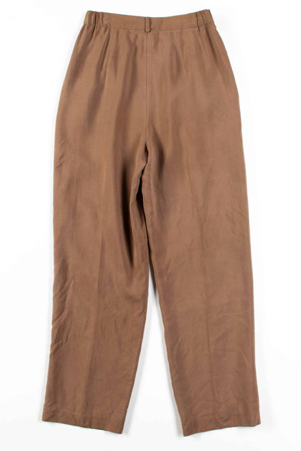 Tan Silk Pleated Pants (sz. 6)
