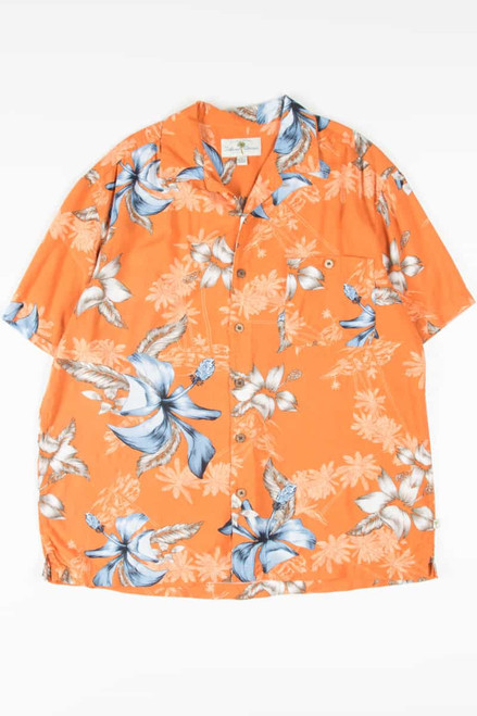 Orange Tropical Print Hawaiian Shirt