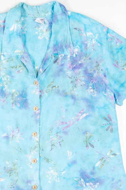 Blue Dragon Fly Watercolor Hawaiian Shirt