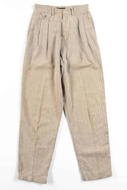 Tan Herringbone Pleated Pants (sz. 6)