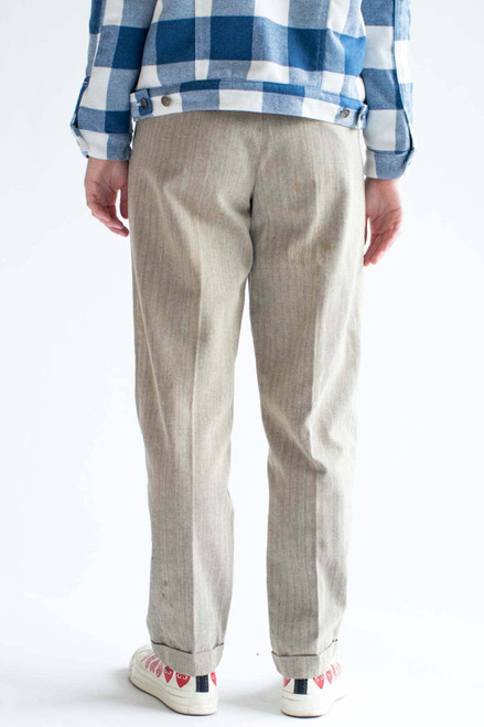 Tan Herringbone Pleated Pants (sz. 6)