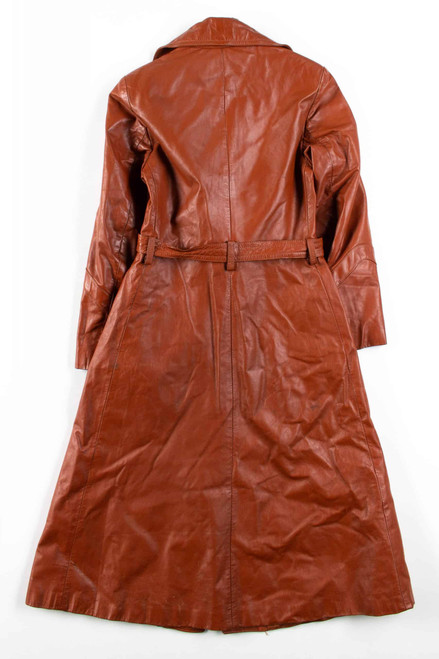 Terracotta Leather Trenchcoat