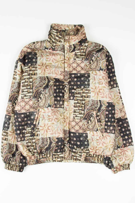 Silk Leaf Pattern Puff 90s Jacket 18541