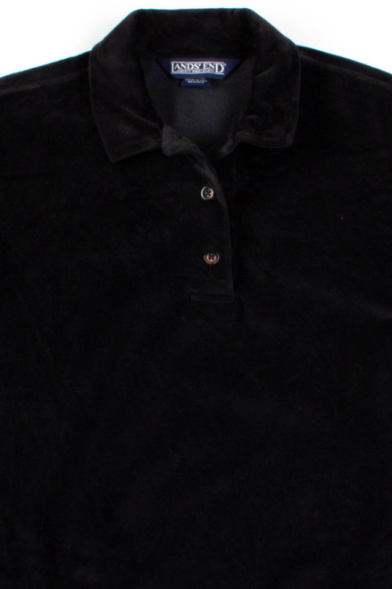 Black Velvet Button Collar Sweatshirt