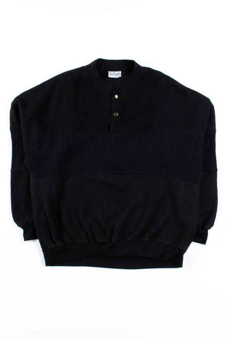Black Fleece Button Collar Sweatshirt