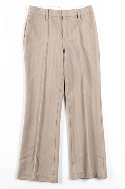 Tan Textured Pleated Pants