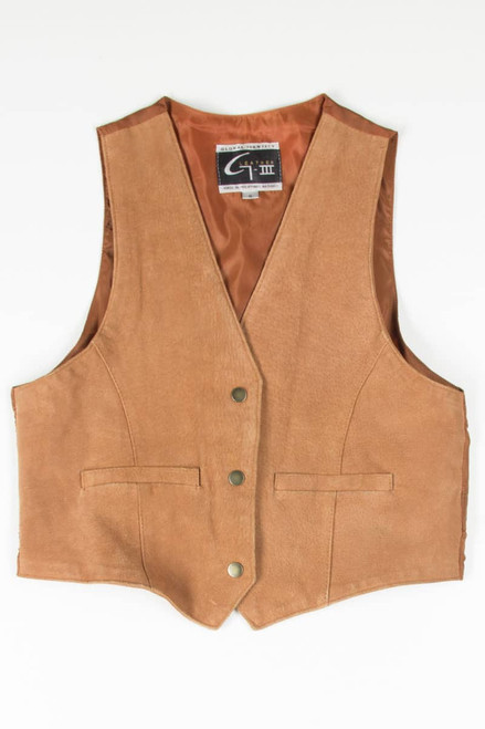 Tan Leather Button Vest