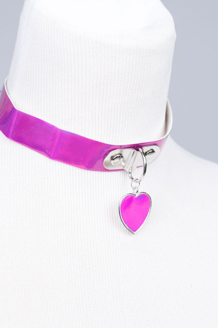 Heart Tag Holographic Choker