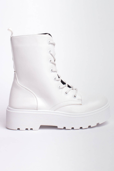 Solid White Platform Boots