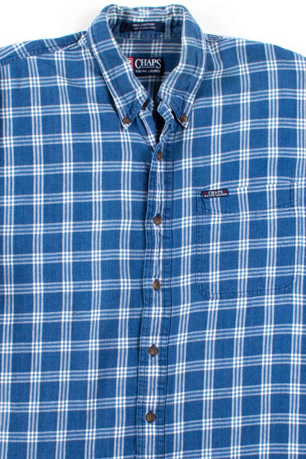 Blue Plaid Short Sleeve Button Up Shirt