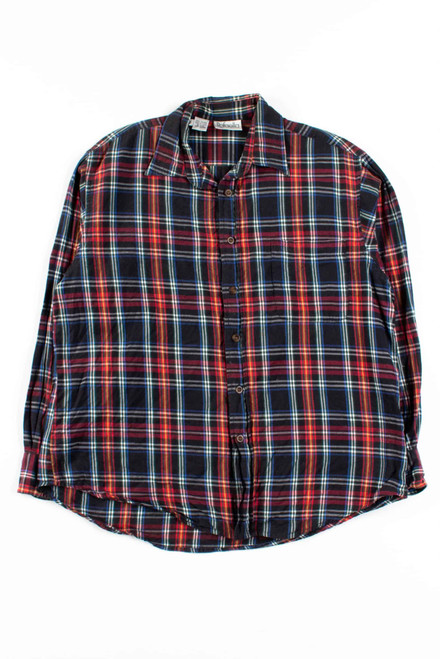 Red Navy Plaid Button Up Shirt