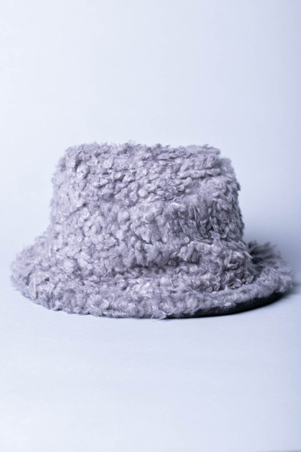 Reversible Grey Sherpa Bucket Hat