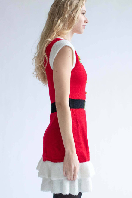 Mrs. Claus Ruffle Hem Dress