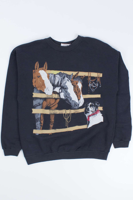 Dog and Horses Vintage Sweatshirt