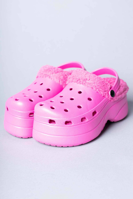 Pink Winter Foam Platform Clogs