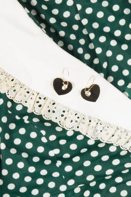 Gold Drop Heart Hoop Earrings