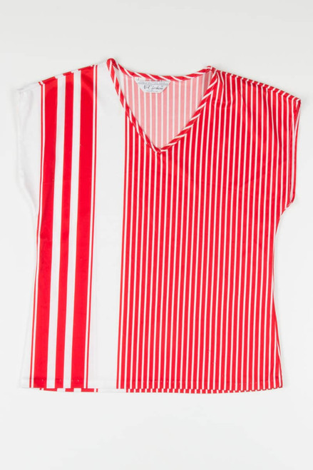Red Vertical Striped Sleeveless Top