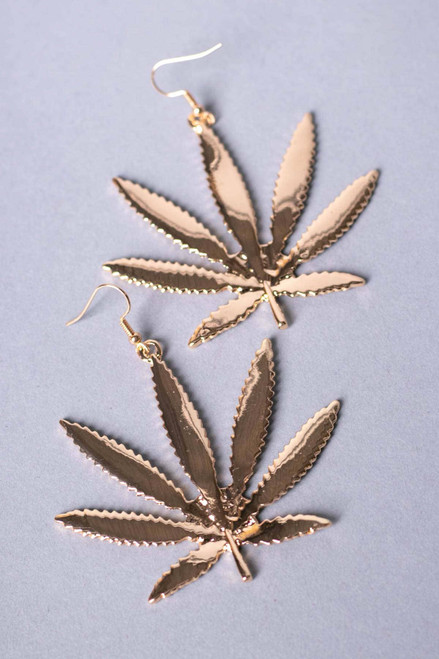 Golden Marijuana Leaf Earrings