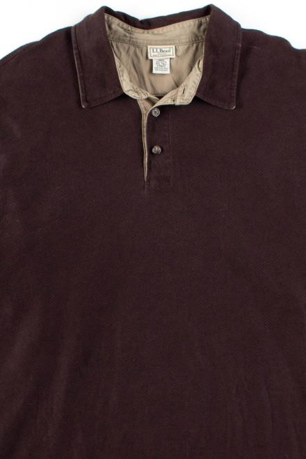 Brown Herringbone L.L. Bean Polo Shirt