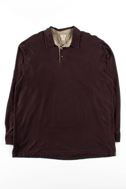 Brown Herringbone L.L. Bean Polo Shirt