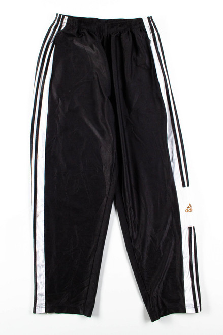 Black & White Adidas Side Snap Track Pants (sz. L)