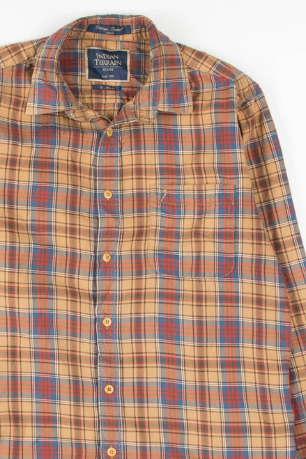 Tan Plaid Button Up Shirt 761