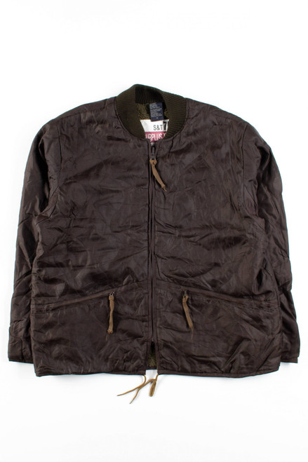 Olive Brown Sherpa Lined Quilted Jacket