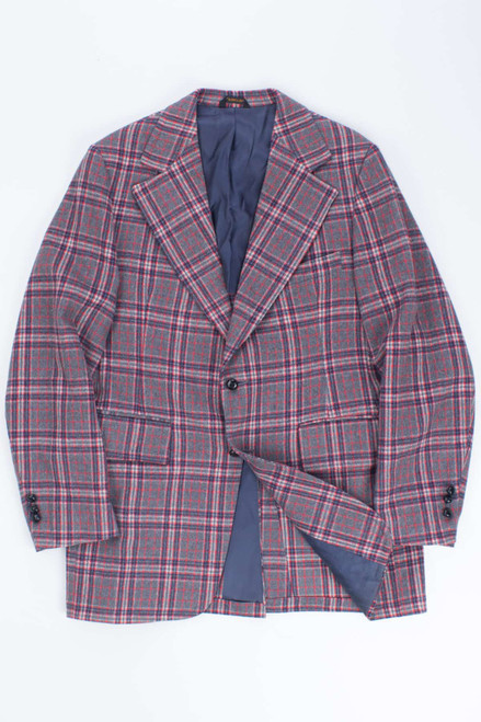 Grey & Red Plaid Vintage Blazer 1