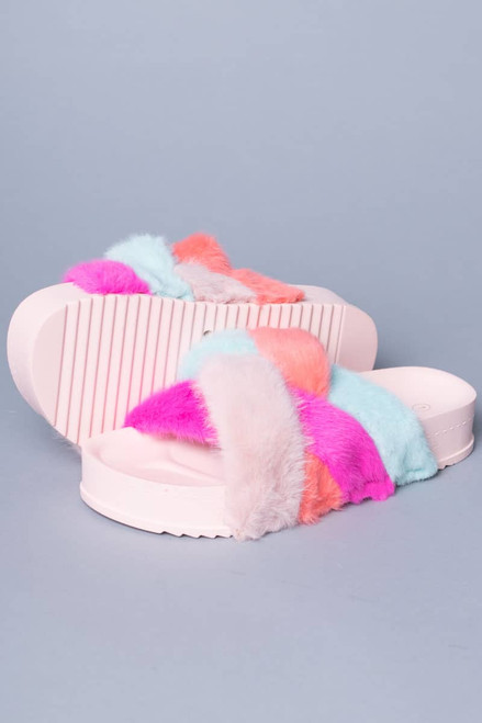 Blush Furry House Slides