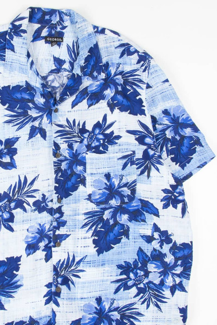 Blue Floral Print Hawaiian Shirt 1800