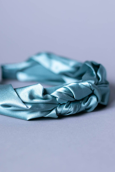 Seafoam Satin Knotted Headband